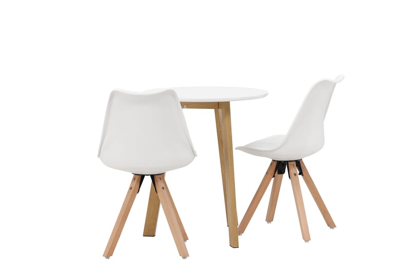 Leonora Matgrupp  65 cm Rund med 2 Zeno stolar - Vit - Möbler - Matplats - Matgrupp & matbord med stolar