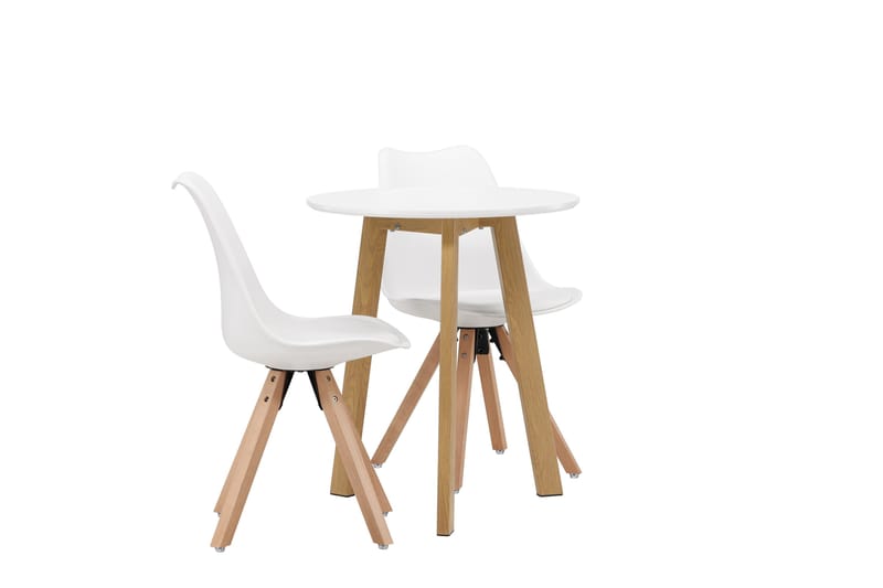 Leonora Matgrupp  65 cm Rund med 2 Zeno stolar - Vit - Möbler - Matplats - Matgrupp & matbord med stolar