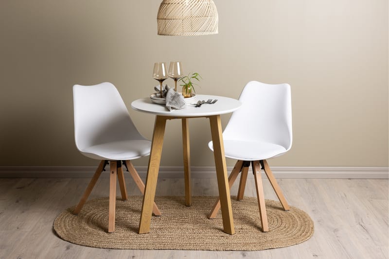 Leonora Matgrupp  65 cm Rund med 2 Zeno stolar - Vit - Möbler - Matplats - Matgrupp & matbord med stolar