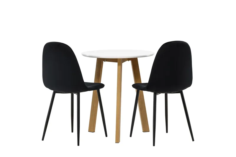 Leonora Matgrupp 65 cm Rund med 2 Polar stolar - Svart - Möbler - Matplats - Matgrupp & matbord med stolar