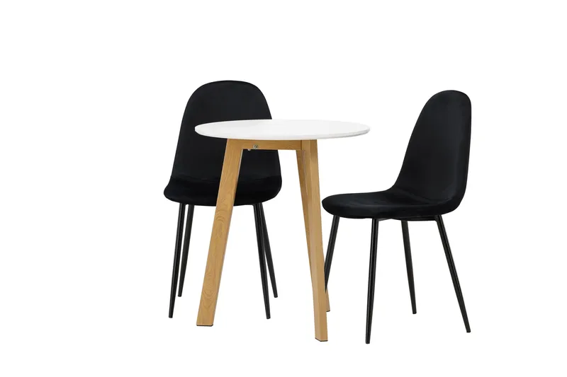 Leonora Matgrupp 65 cm Rund med 2 Polar stolar - Svart - Möbler - Matplats - Matgrupp & matbord med stolar
