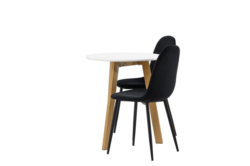 Leonora Matgrupp 65 cm Rund med 2 Polar stolar - Svart - Möbler - Matplats - Matgrupp & matbord med stolar