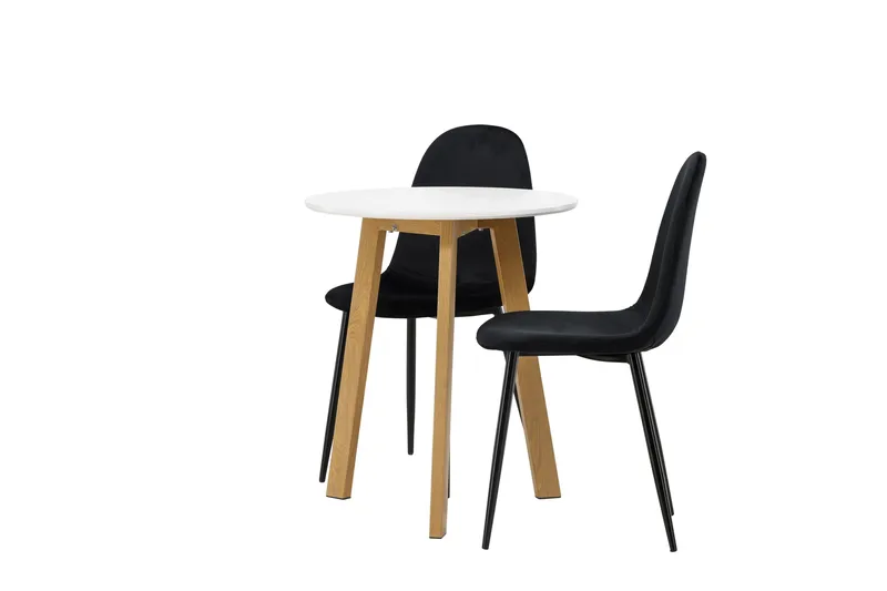 Leonora Matgrupp 65 cm Rund med 2 Polar stolar - Svart - Möbler - Matplats - Matgrupp & matbord med stolar