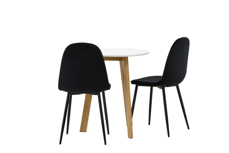 Leonora Matgrupp 65 cm Rund med 2 Polar stolar - Svart - Möbler - Matplats - Matgrupp & matbord med stolar