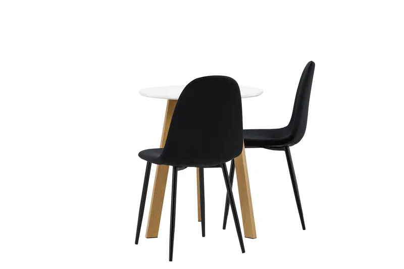 Leonora Matgrupp 65 cm Rund med 2 Polar stolar - Svart - Möbler - Matplats - Matgrupp & matbord med stolar