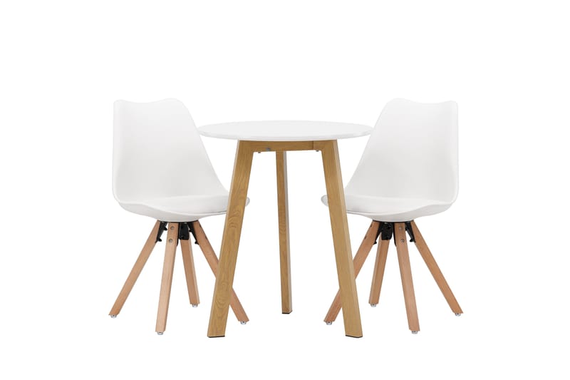Leonora Matgrupp  65 cm Rund Vit med 2 Zeno Stolar