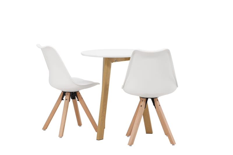 Leonora Matgrupp  65 cm Rund Vit med 2 Zeno Stolar - Möbler - Matplats - Matgrupp & matbord med stolar