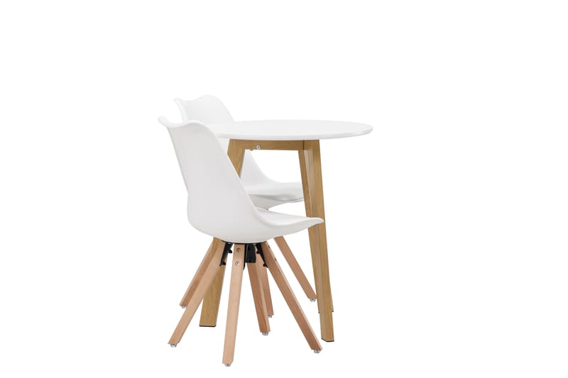 Leonora Matgrupp  65 cm Rund Vit med 2 Zeno Stolar - Möbler - Matplats - Matgrupp & matbord med stolar