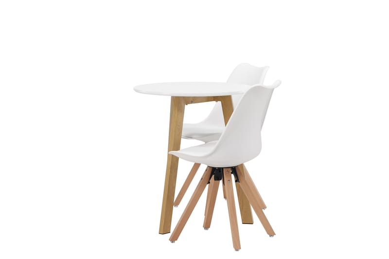 Leonora Matgrupp  65 cm Rund Vit med 2 Zeno Stolar - Möbler - Matplats - Matgrupp & matbord med stolar
