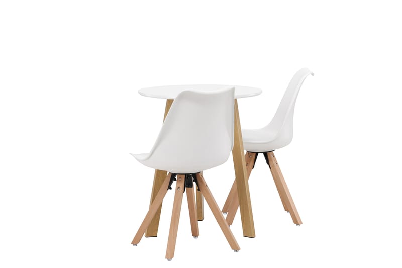 Leonora Matgrupp  65 cm Rund Vit med 2 Zeno Stolar - Möbler - Matplats - Matgrupp & matbord med stolar