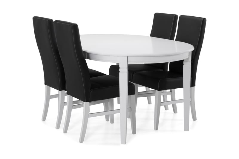 LEVIDE Bord + 4 MATTIA Stol Vit/Svart - Vit/Svart - Matgrupp & matbord med stolar