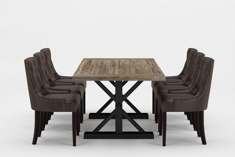 LIRE Premium Förlängningsbar Matgrupp 200-290 cm + 6 CARMINE - Brun/Svart - Matgrupp & matbord med stolar
