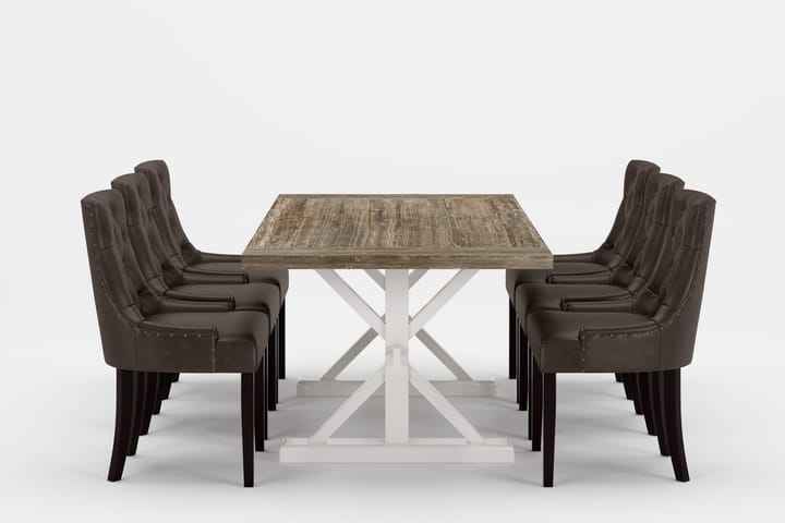 LIRE Premium Förlängningsbar Matgrupp 200-290 cm + 6 CARMINE - Mörkbrun/Brun - Matgrupp & matbord med stolar