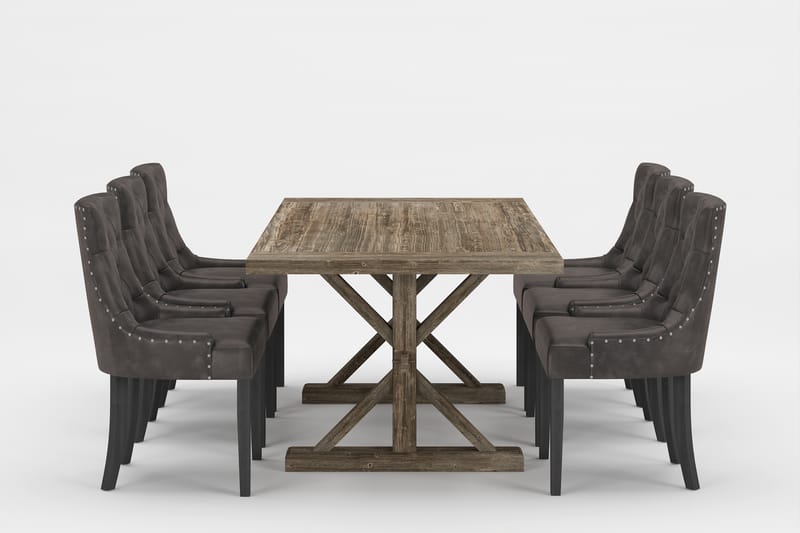 LIRE Premium Förlängningsbar Matgrupp 200-290 cm + 6 CARMINE - Grå/Brun - Matgrupp & matbord med stolar