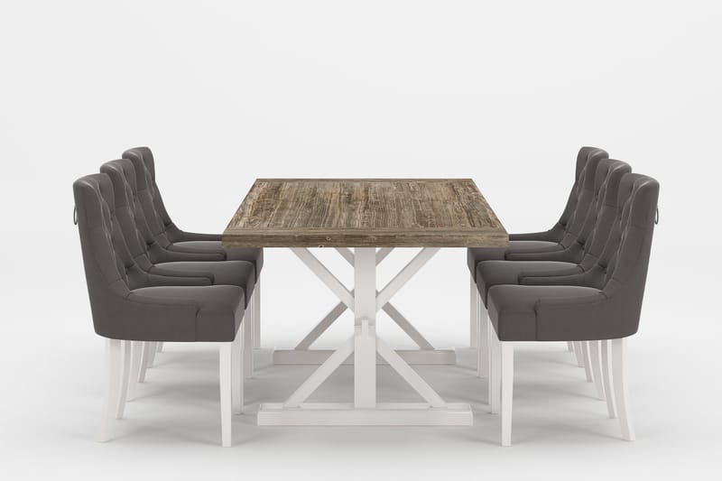 LIRE Premium Matgrupp 200-290 cm + 6 Viktoria Stolar - Grå/Brun - Matgrupp & matbord med stolar