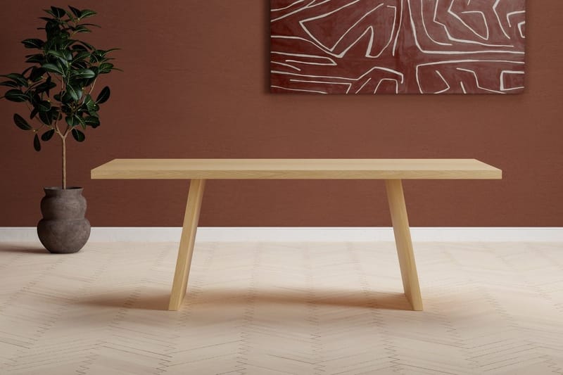Logga Stort Rektangulärt Matbord 210 cm i Trä med Ekutseende, Beige