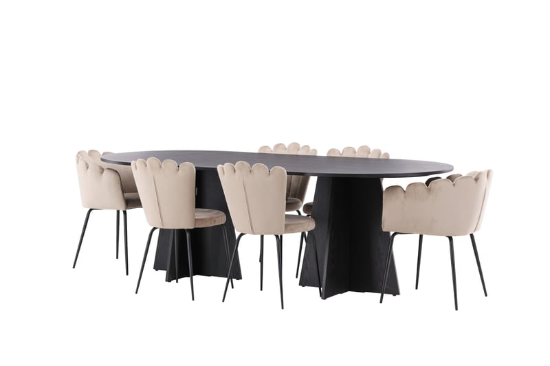 LOVERA Matgrupp  230 cm Oval Beige med 4 LIMHAMN Stolar - Möbler - Matplats - Matgrupp & matbord med stolar