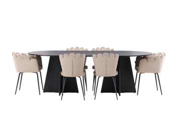 LOVERA Matgrupp  230 cm Oval Beige med 4 LIMHAMN Stolar - Möbler - Matplats - Matgrupp & matbord med stolar