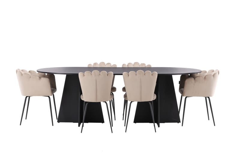 LOVERA Matgrupp  230 cm Oval Beige med 4 LIMHAMN Stolar - Möbler - Matplats - Matgrupp & matbord med stolar