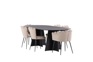 LOVERA Matgrupp  230 cm Oval Beige med 4 LIMHAMN Stolar - Möbler - Matplats - Matgrupp & matbord med stolar