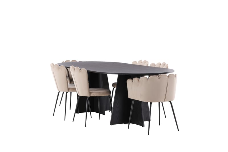 LOVERA Matgrupp  230 cm Oval Beige med 4 LIMHAMN Stolar - Möbler - Matplats - Matgrupp & matbord med stolar