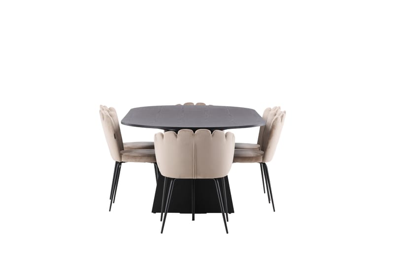 LOVERA Matgrupp  230 cm Oval Beige med 4 LIMHAMN Stolar - Möbler - Matplats - Matgrupp & matbord med stolar