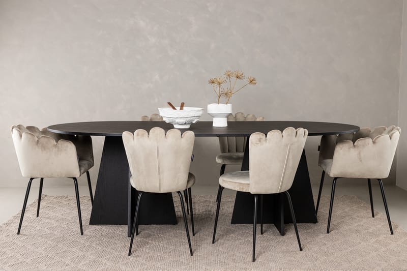 LOVERA Matgrupp  230 cm Oval Beige med 4 LIMHAMN Stolar - Möbler - Matplats - Matgrupp & matbord med stolar