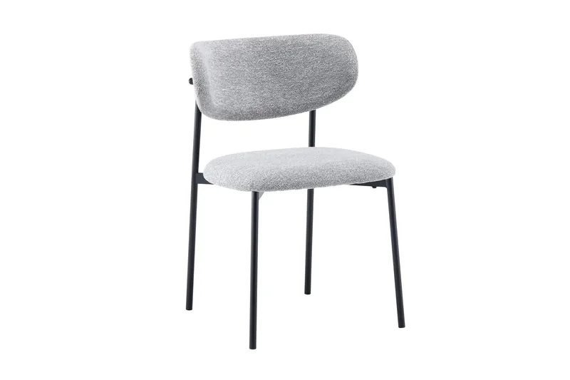 Lucy Matstol, Grå Bouclé/Metallben Svart
