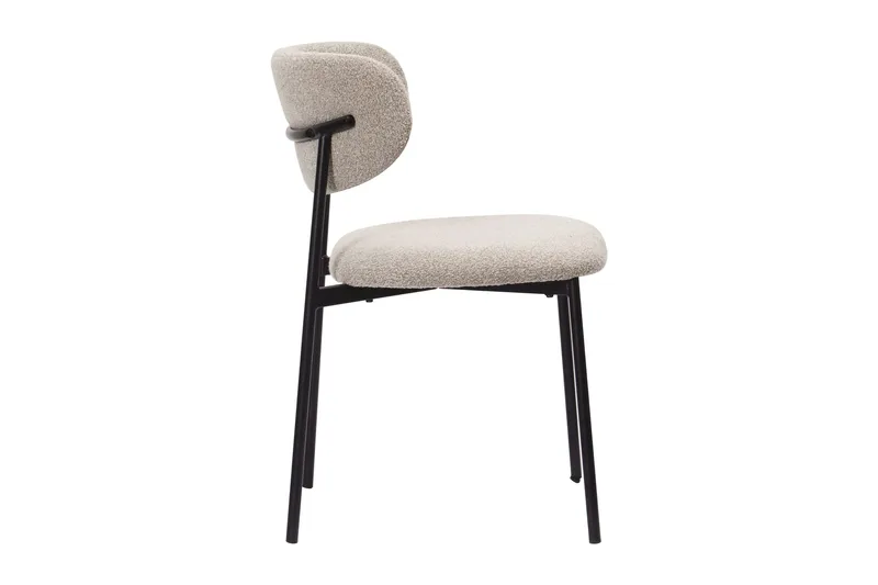 Lucy Matstol - Greige Bouclé / Metallben Svart - Möbler - Matplats - Matstol & köksstol