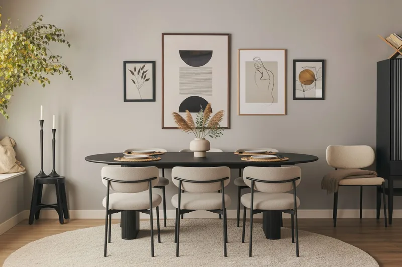 Lucy Matstol - Greige Bouclé / Metallben Svart - Möbler - Matplats - Matstol & köksstol