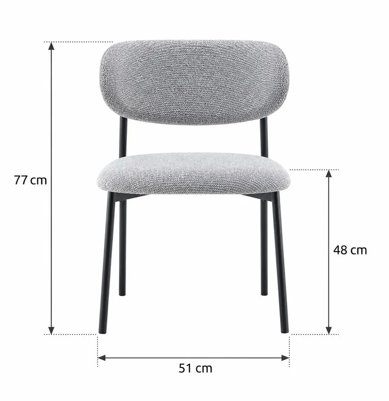 Lucy Matstol & Köksstol i Bouclé med Svarta Metallben - Grå - Möbler - Matplats - Matstol & köksstol