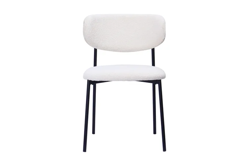 Lucy Matstol, Vit Bouclé / Metallben Svart