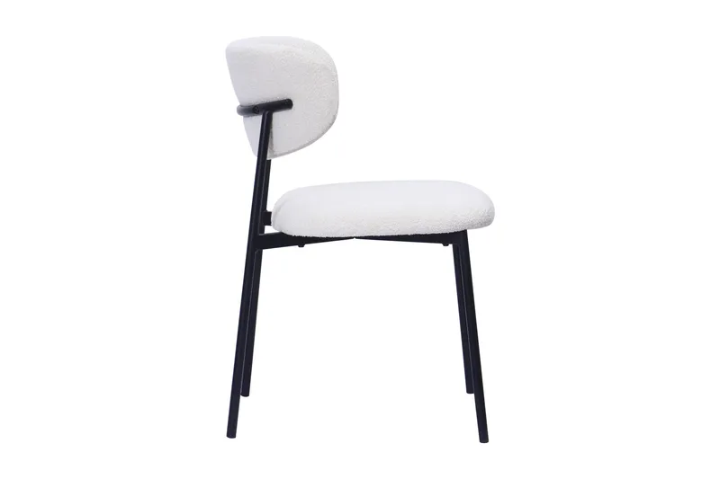 Lucy Matstol - Vit Bouclé / Metallben Svart - Möbler - Matplats - Matstol & köksstol