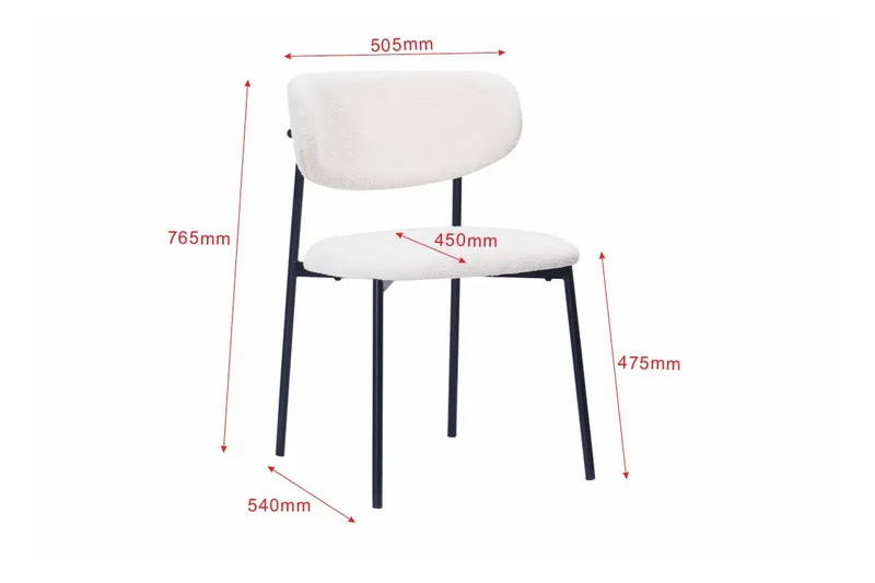 Lucy Matstol - Vit Bouclé / Metallben Svart - Möbler - Matplats - Matstol & köksstol