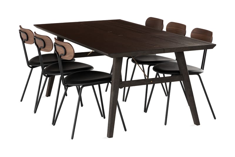 LUNING Matgrupp 200 cm inkl 6 LENOIR Stolar Natur - Matgrupp & matbord med stolar