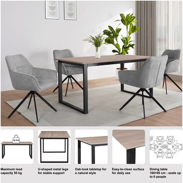 Luton Matbord 160x90 cm - Ek och svart - Möbler - Matplats - Matbord & köksbord