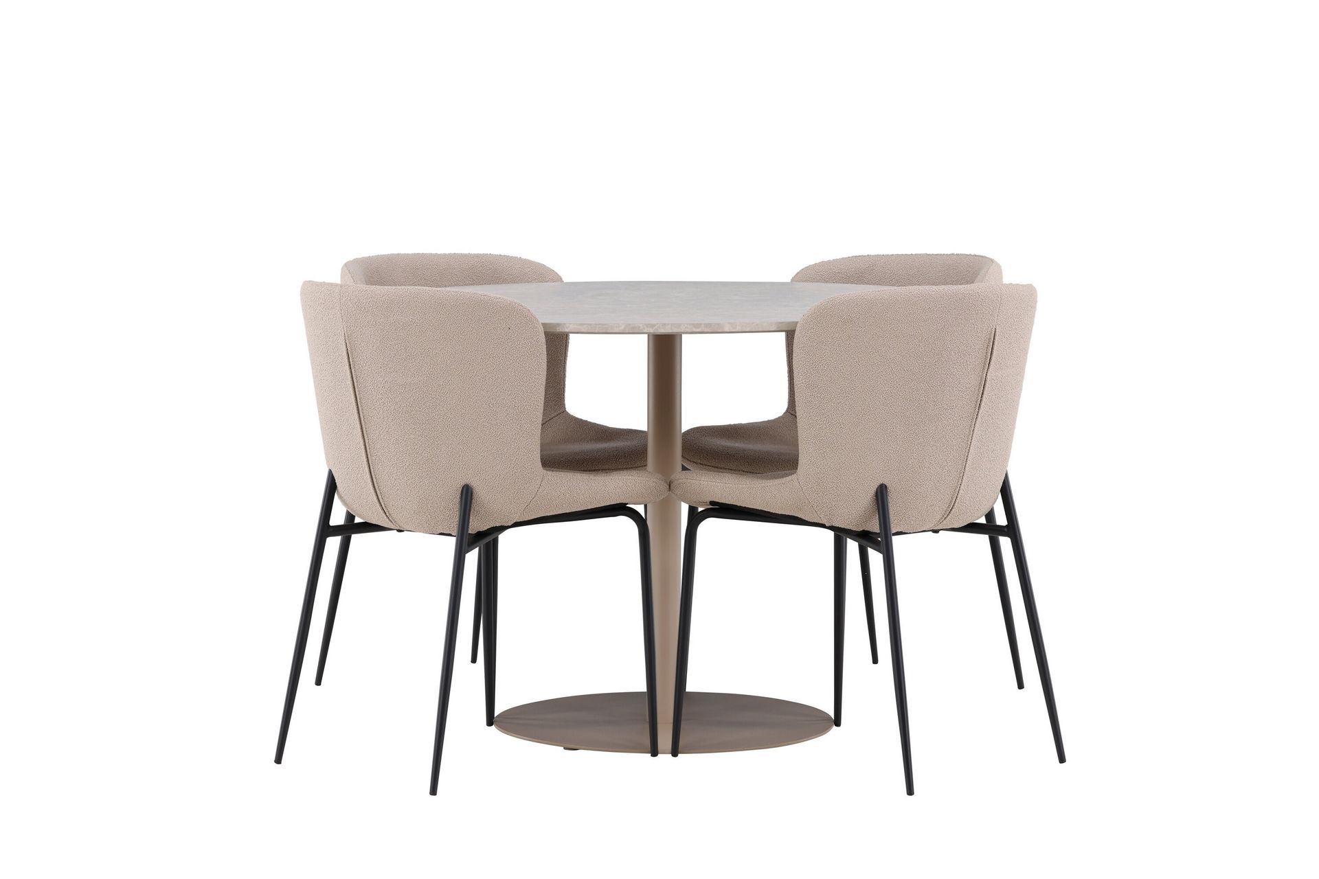 LYCKE Matgrupp 110 cm Rund Beige med 4 Modesto stolar Beige - Möbler - Matplats - Matgrupp & matbord med stolar