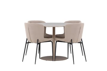 LYCKE Matgrupp 110 cm Rund Beige med 4 Modesto stolar Beige - Möbler - Matplats - Matgrupp & matbord med stolar