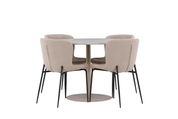 LYCKE Matgrupp 110 cm Rund Beige med 4 Modesto stolar Beige - Möbler - Matplats - Matgrupp & matbord med stolar