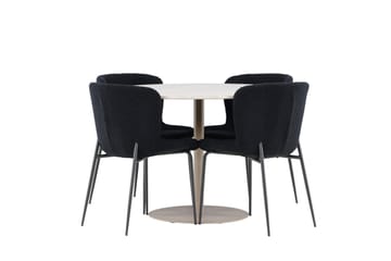 LYCKE Matgrupp 110 cm Rund Beige med 4 Modesto stolar Svart