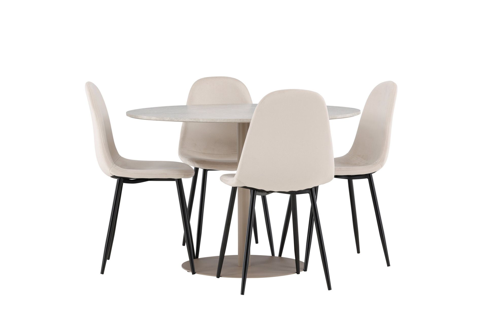 LYCKE Matgrupp 110 cm Rund Beige med 4 Polar stolar Beige - Möbler - Matplats - Matgrupp & matbord med stolar