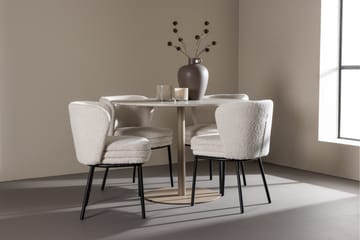 Lycke Matgrupp 110 cm Rund med 4 Agnes stolar - Beige/Vit - Möbler - Matplats - Matgrupp & matbord med stolar