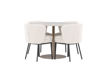 Lycke Matgrupp 110 cm Rund med 4 Agnes stolar - Beige/Vit - Möbler - Matplats - Matgrupp & matbord med stolar