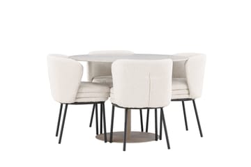 Lycke Matgrupp 110 cm Rund med 4 Agnes stolar - Beige/Vit - Möbler - Matplats - Matgrupp & matbord med stolar