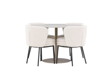 Lycke Matgrupp 110 cm Rund med 4 Agnes stolar - Beige/Vit - Möbler - Matplats - Matgrupp & matbord med stolar