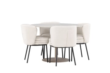 Lycke Matgrupp 110 cm Rund med 4 Agnes stolar - Beige/Vit - Möbler - Matplats - Matgrupp & matbord med stolar