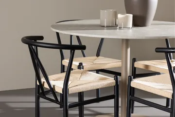 Lycke Matgrupp 110 cm Rund med 4 Alfons stolar - Beige/Svart - Möbler - Matplats - Matgrupp & matbord med stolar