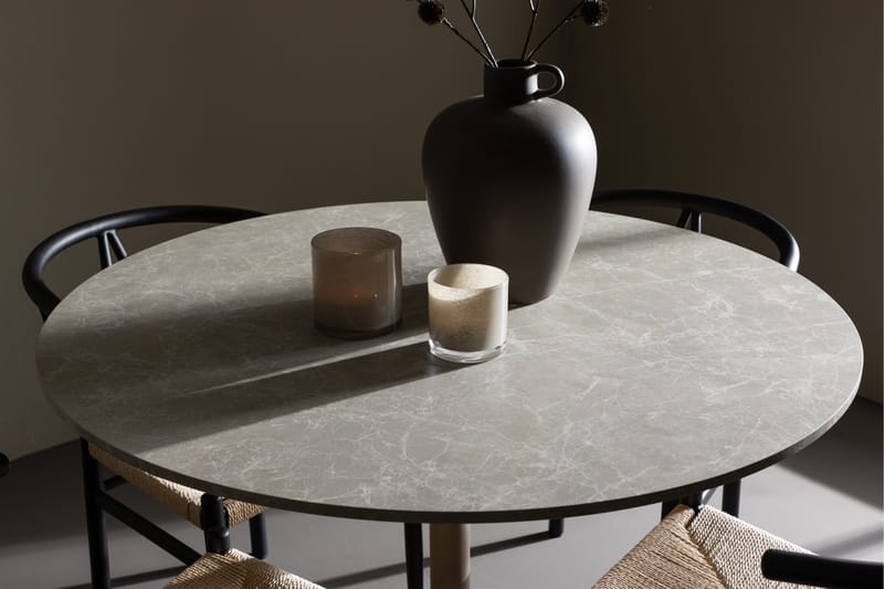 Lycke Matgrupp 110 cm Rund med 4 Alfons stolar - Beige/Svart - Möbler - Matplats - Matgrupp & matbord med stolar