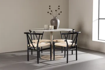 Lycke Matgrupp 110 cm Rund med 4 Alfons stolar - Beige/Svart - Möbler - Matplats - Matgrupp & matbord med stolar