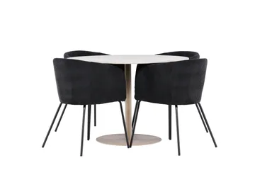 Lycke Matgrupp 110 cm Rund med 4 Berit stolar - Beige/Svart - Möbler - Matplats - Matgrupp & matbord med stolar